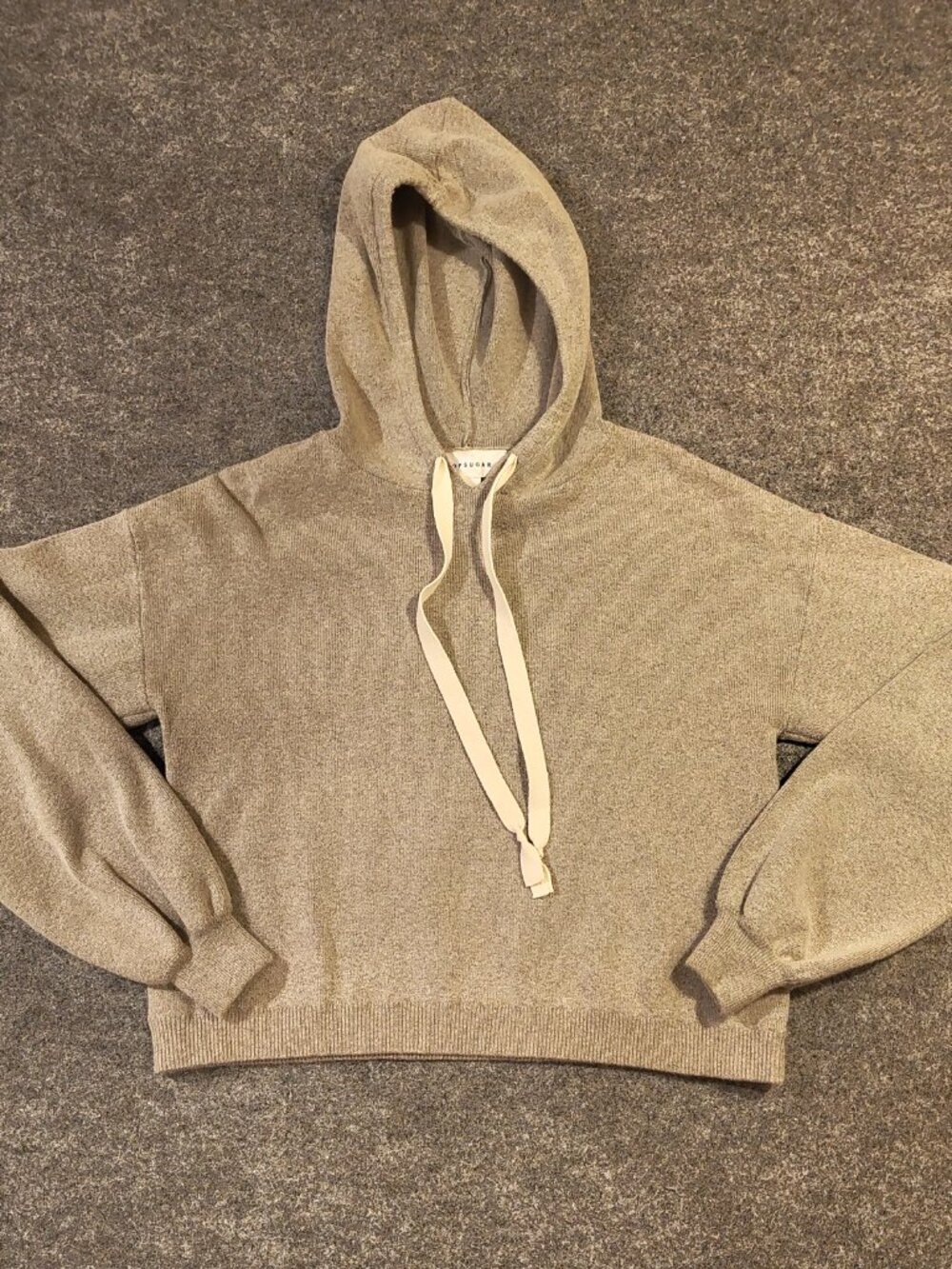 POPSUGAR Beige Ribbed Knit Hoodie — XS